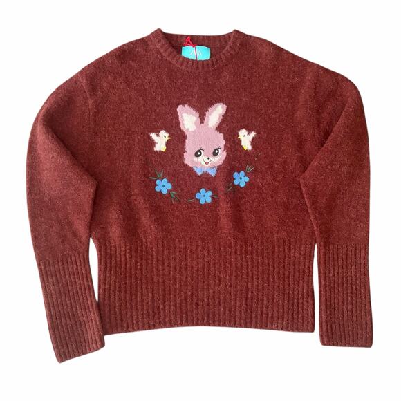 Zara Harry Lambert Intarsia Bunny Rabbit Sweater L Alpaca Wool Blend Unisex NWT - Picture 2 of 11